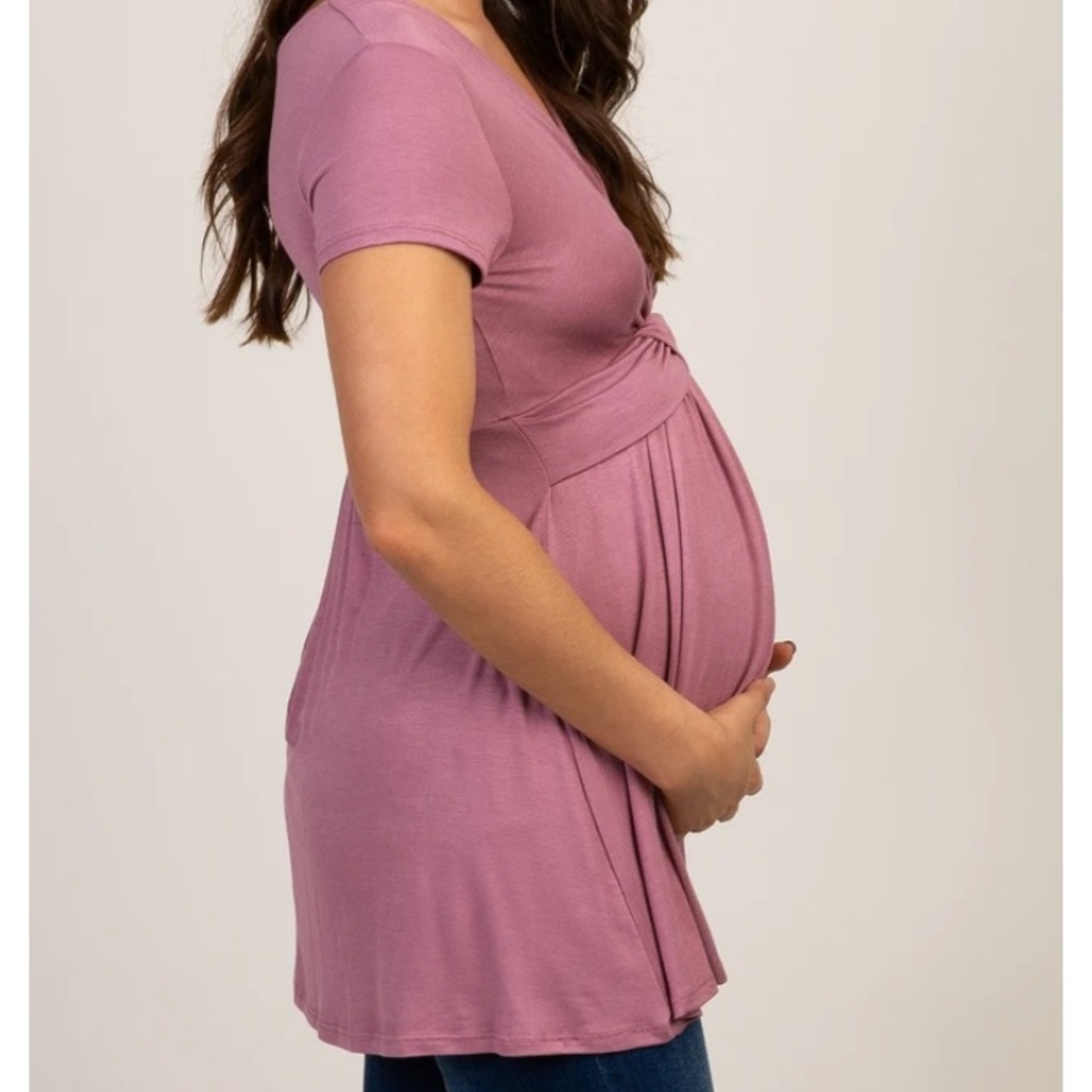 Mauve Draped Front Maternity/Nursing Top